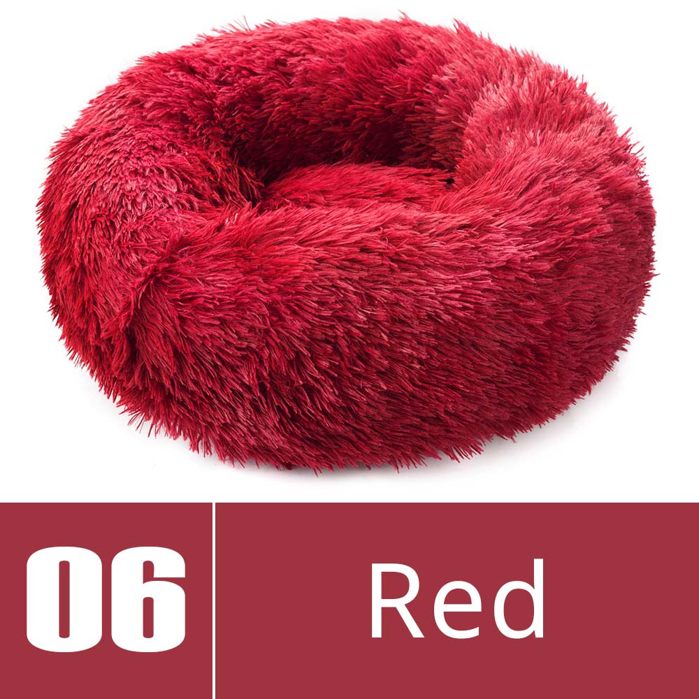 Round Dog Bed House Dog Mat Long Plush Cats Nest Dog Basket Pet Cushion Soft Warm Sleeping Pets Supplies Winter