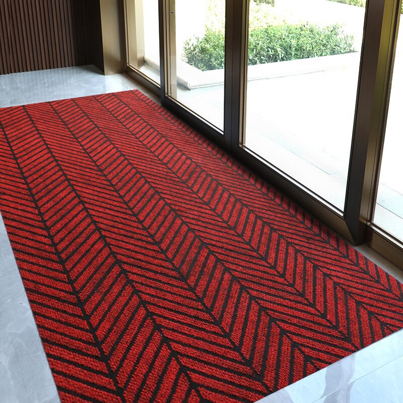 Large Long Thin Doormat for Mall Entrance Door Outdoor Indoor Striped Gray Coffee Kitchen Area Rugs Anti Slip Door Floor Mats