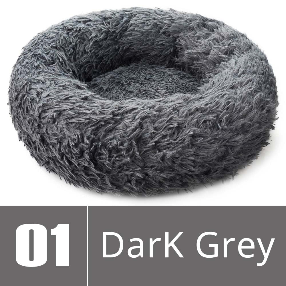 Round Dog Bed House Dog Mat Long Plush Cats Nest Dog Basket Pet Cushion Soft Warm Sleeping Pets Supplies Winter