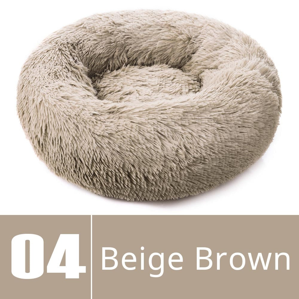 Round Dog Bed House Dog Mat Long Plush Cats Nest Dog Basket Pet Cushion Soft Warm Sleeping Pets Supplies Winter