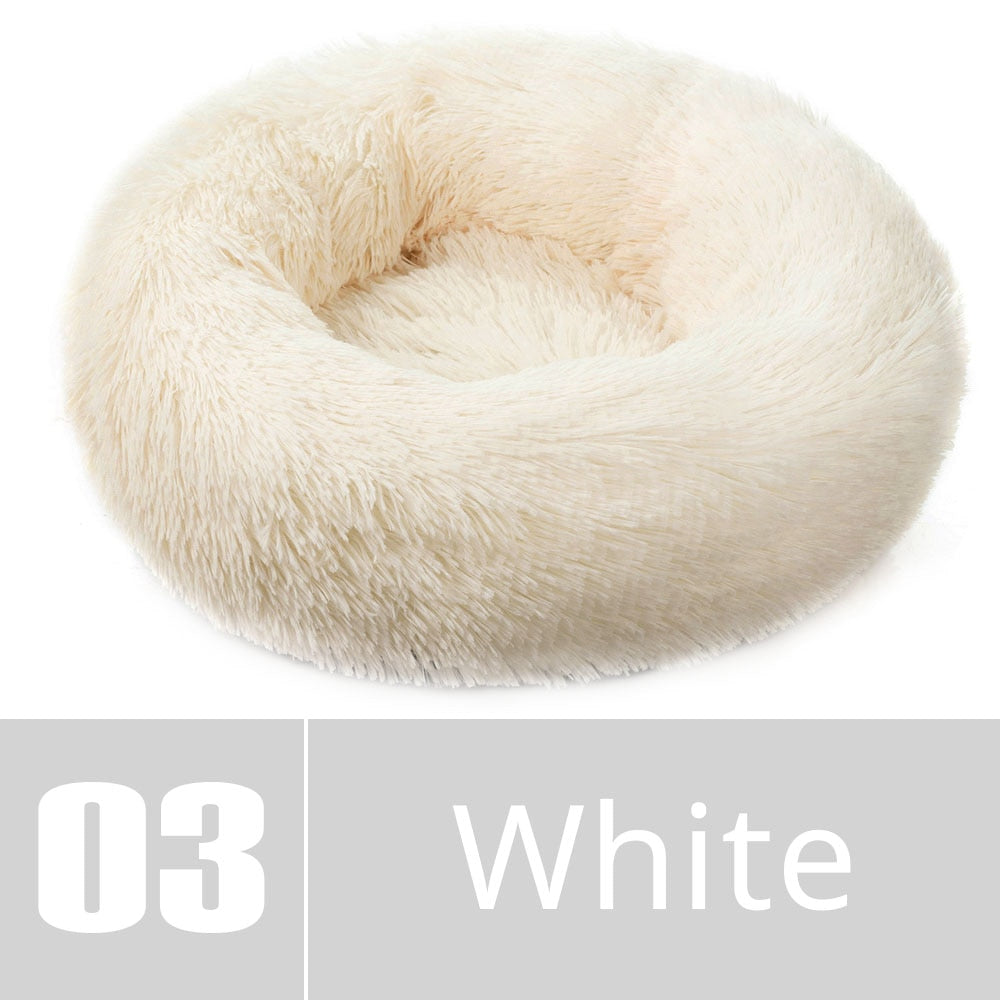 Round Dog Bed House Dog Mat Long Plush Cats Nest Dog Basket Pet Cushion Soft Warm Sleeping Pets Supplies Winter