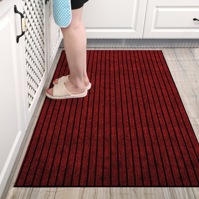 Large Long Thin Doormat for Mall Entrance Door Outdoor Indoor Striped Gray Coffee Kitchen Area Rugs Anti Slip Door Floor Mats
