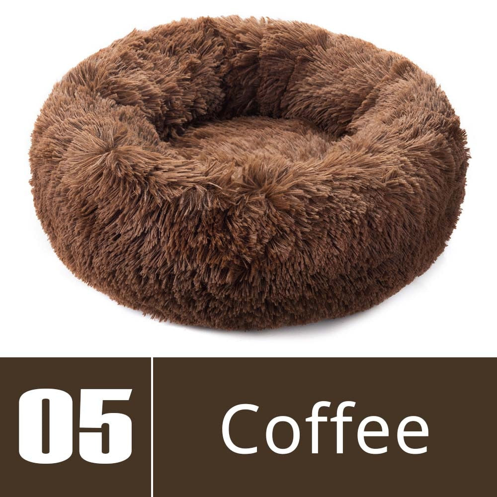 Round Dog Bed House Dog Mat Long Plush Cats Nest Dog Basket Pet Cushion Soft Warm Sleeping Pets Supplies Winter