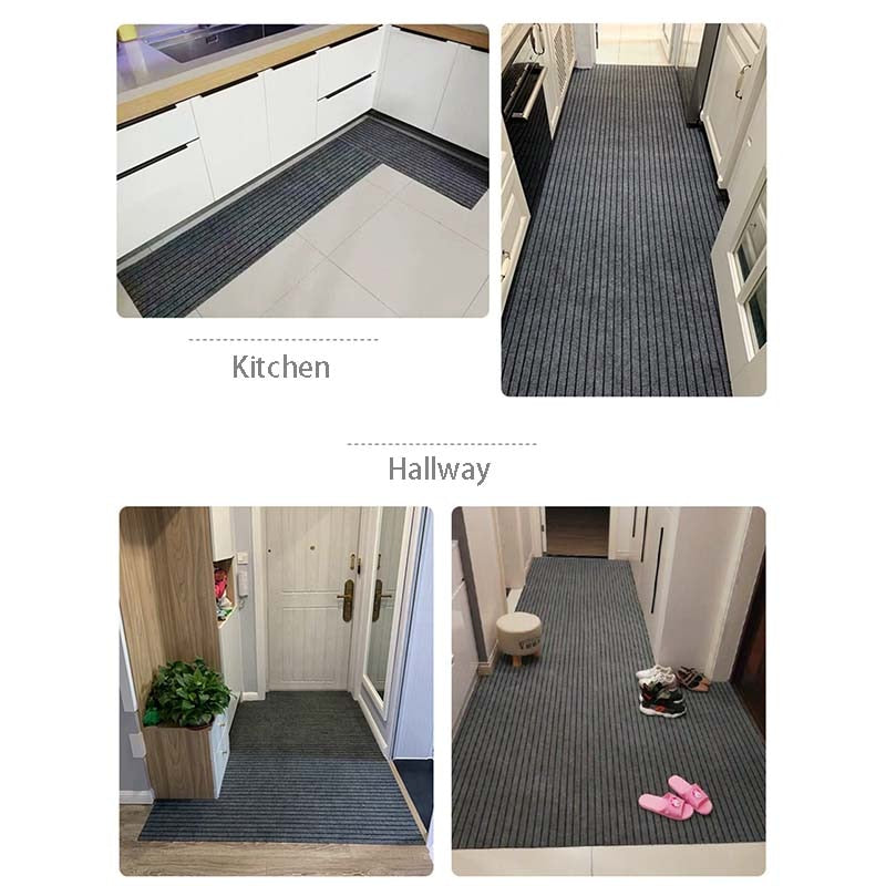 Large Long Thin Doormat for Mall Entrance Door Outdoor Indoor Striped Gray Coffee Kitchen Area Rugs Anti Slip Door Floor Mats