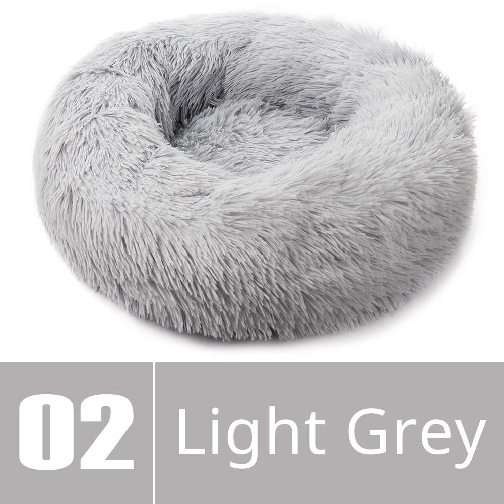 Round Dog Bed House Dog Mat Long Plush Cats Nest Dog Basket Pet Cushion Soft Warm Sleeping Pets Supplies Winter