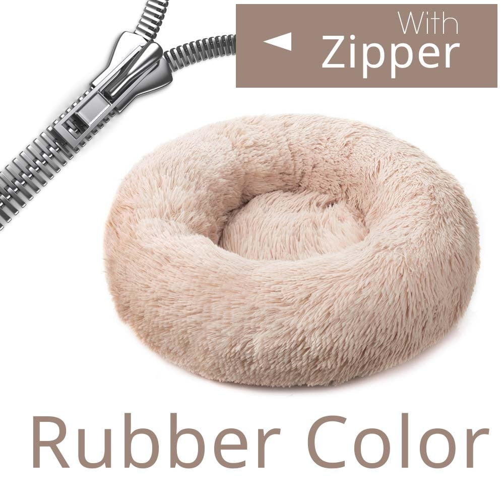 Round Dog Bed House Dog Mat Long Plush Cats Nest Dog Basket Pet Cushion Soft Warm Sleeping Pets Supplies Winter