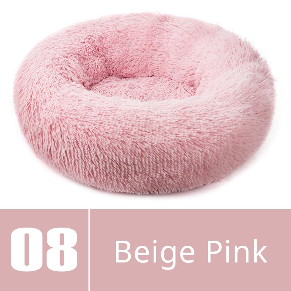 Round Dog Bed House Dog Mat Long Plush Cats Nest Dog Basket Pet Cushion Soft Warm Sleeping Pets Supplies Winter