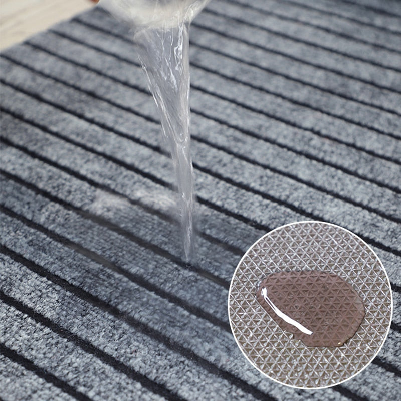 Large Long Thin Doormat for Mall Entrance Door Outdoor Indoor Striped Gray Coffee Kitchen Area Rugs Anti Slip Door Floor Mats