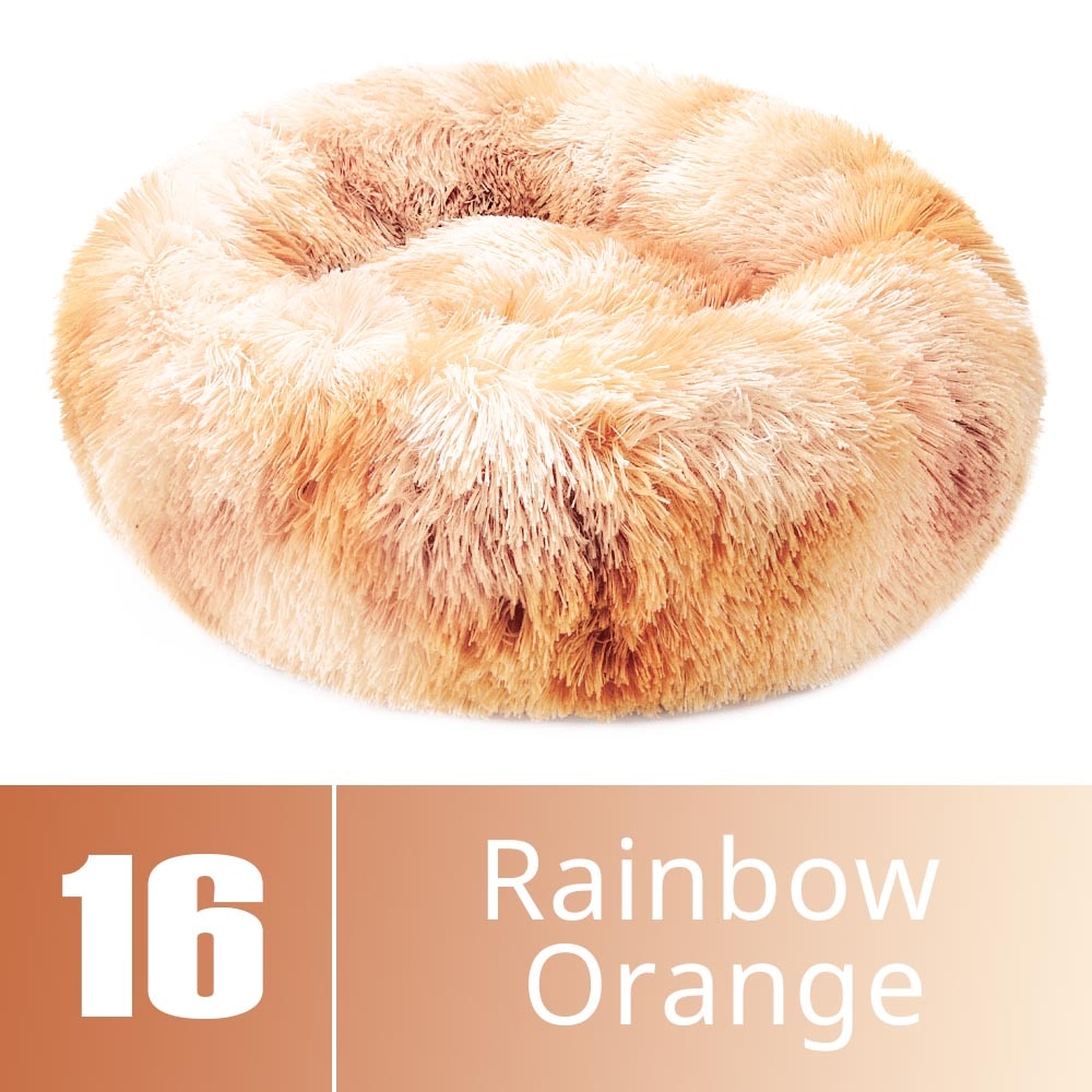 Round Dog Bed House Dog Mat Long Plush Cats Nest Dog Basket Pet Cushion Soft Warm Sleeping Pets Supplies Winter