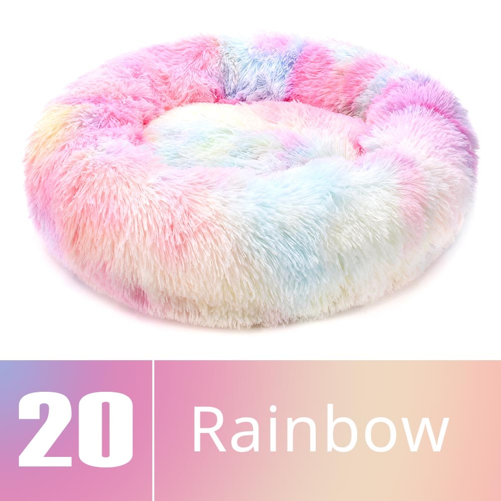 Round Dog Bed House Dog Mat Long Plush Cats Nest Dog Basket Pet Cushion Soft Warm Sleeping Pets Supplies Winter