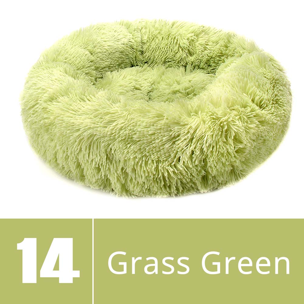 Round Dog Bed House Dog Mat Long Plush Cats Nest Dog Basket Pet Cushion Soft Warm Sleeping Pets Supplies Winter