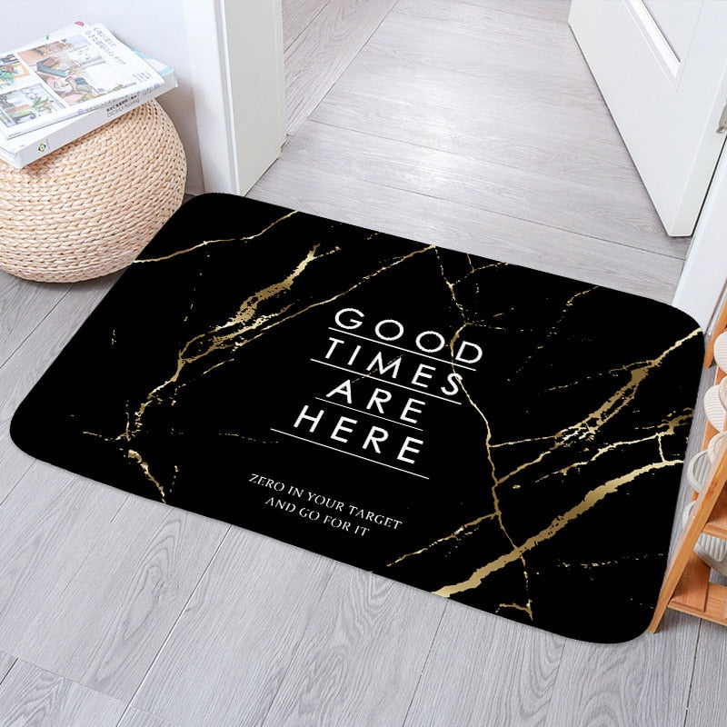 Simple Nordic Monstera Bedroom Kitchen Bath Entrance Door Mat Anti-Slip Coral Velvet Carpet Rug Stripe Soft Home Decor Doormat