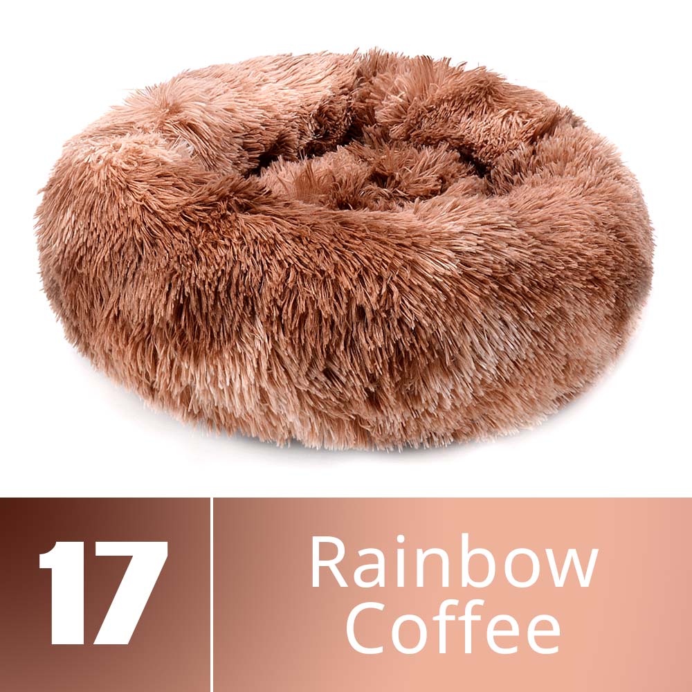 Round Dog Bed House Dog Mat Long Plush Cats Nest Dog Basket Pet Cushion Soft Warm Sleeping Pets Supplies Winter