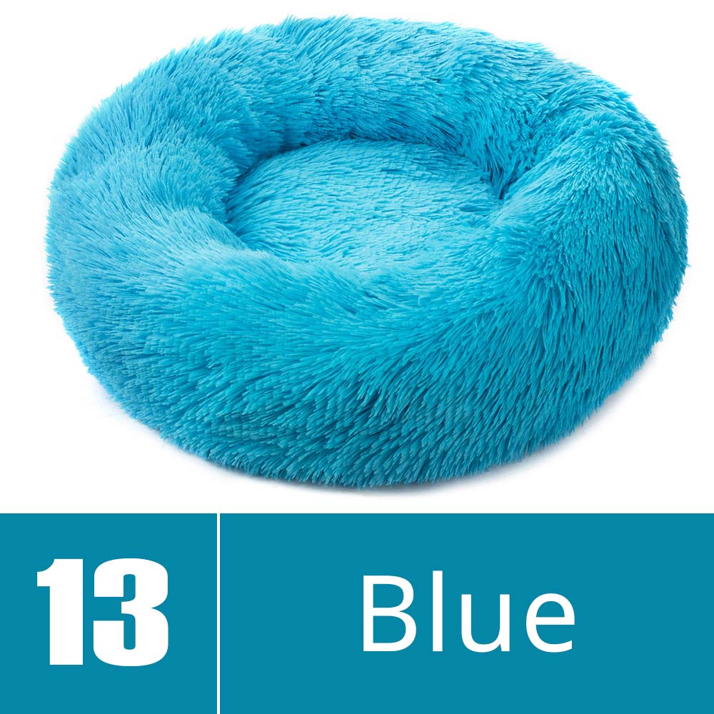 Round Dog Bed House Dog Mat Long Plush Cats Nest Dog Basket Pet Cushion Soft Warm Sleeping Pets Supplies Winter
