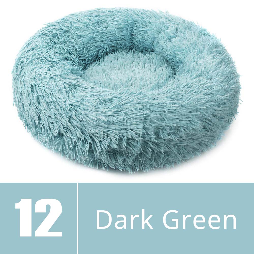 Round Dog Bed House Dog Mat Long Plush Cats Nest Dog Basket Pet Cushion Soft Warm Sleeping Pets Supplies Winter