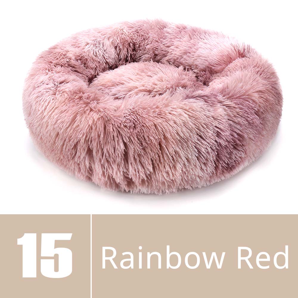 Round Dog Bed House Dog Mat Long Plush Cats Nest Dog Basket Pet Cushion Soft Warm Sleeping Pets Supplies Winter