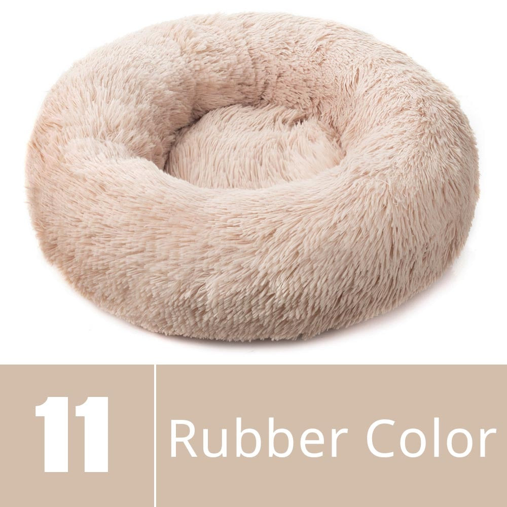 Round Dog Bed House Dog Mat Long Plush Cats Nest Dog Basket Pet Cushion Soft Warm Sleeping Pets Supplies Winter