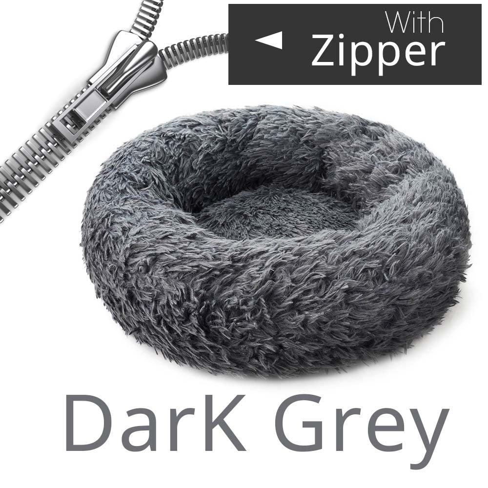 Round Dog Bed House Dog Mat Long Plush Cats Nest Dog Basket Pet Cushion Soft Warm Sleeping Pets Supplies Winter
