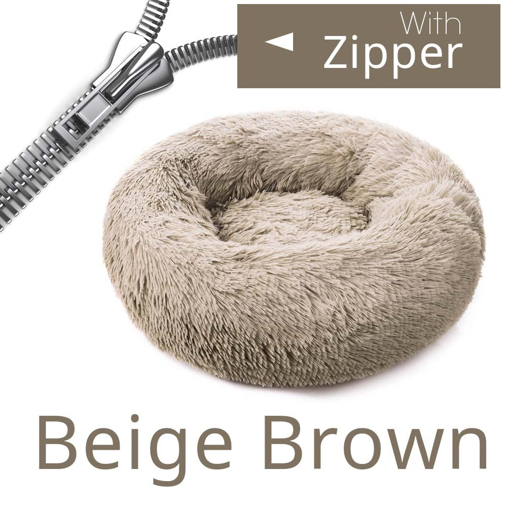 Round Dog Bed House Dog Mat Long Plush Cats Nest Dog Basket Pet Cushion Soft Warm Sleeping Pets Supplies Winter