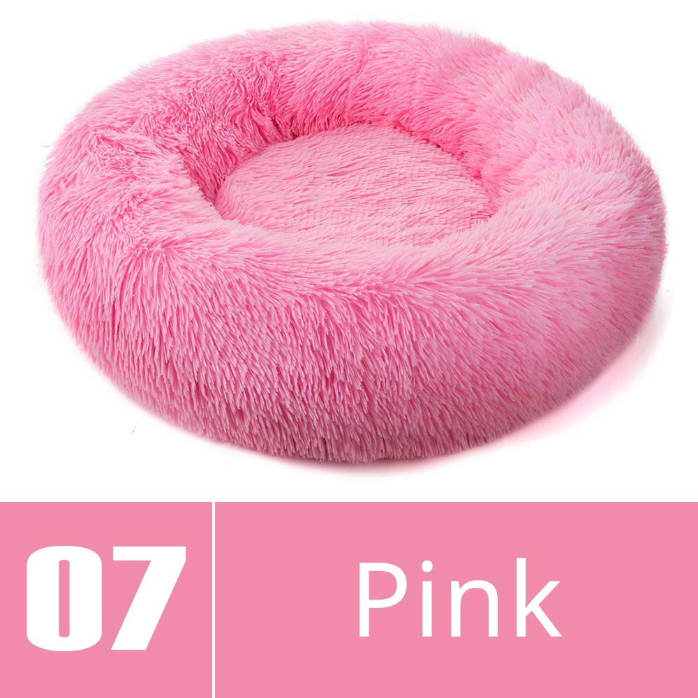 Round Dog Bed House Dog Mat Long Plush Cats Nest Dog Basket Pet Cushion Soft Warm Sleeping Pets Supplies Winter