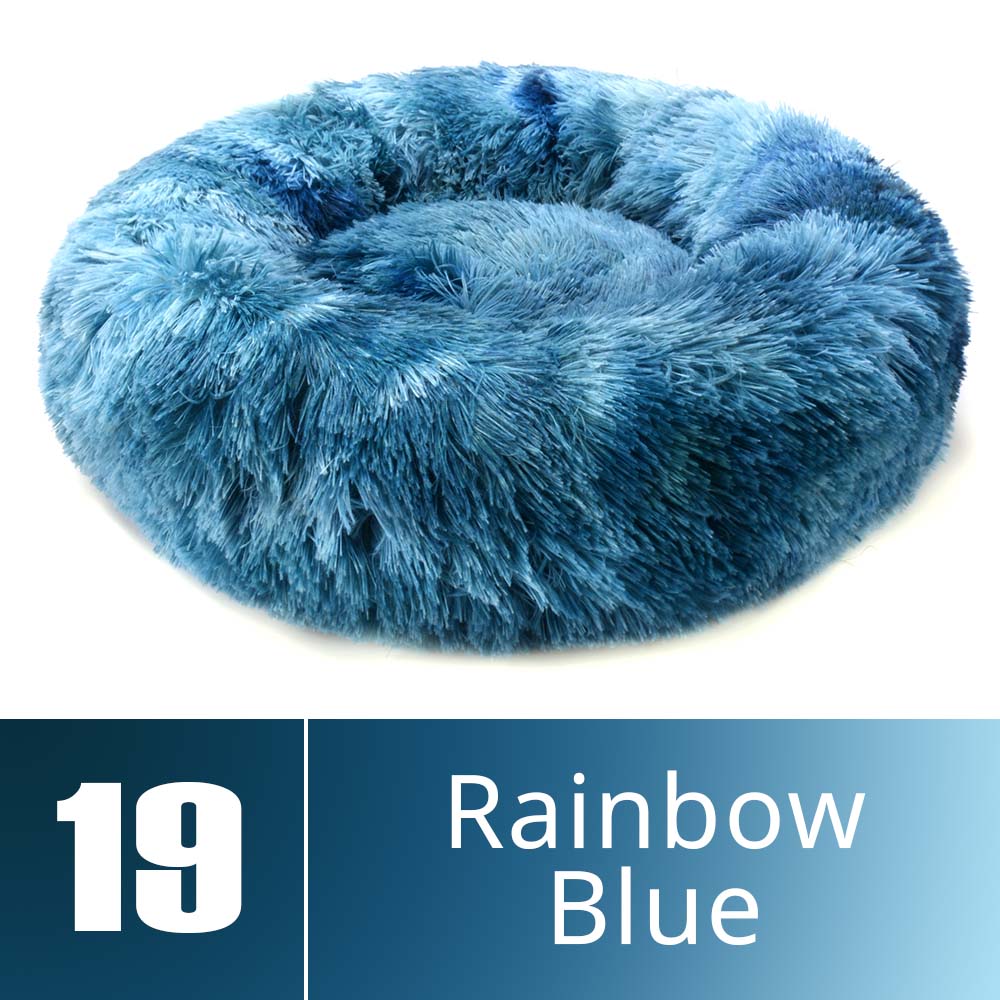 Round Dog Bed House Dog Mat Long Plush Cats Nest Dog Basket Pet Cushion Soft Warm Sleeping Pets Supplies Winter
