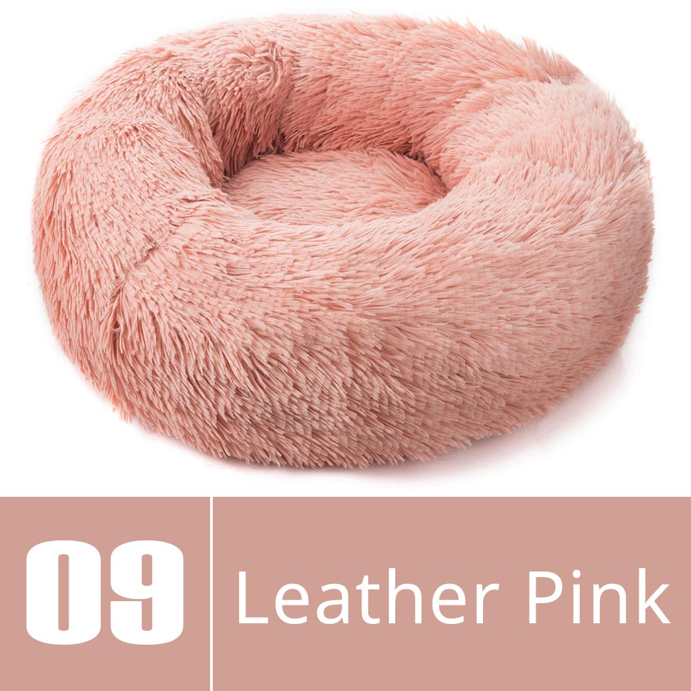 Round Dog Bed House Dog Mat Long Plush Cats Nest Dog Basket Pet Cushion Soft Warm Sleeping Pets Supplies Winter