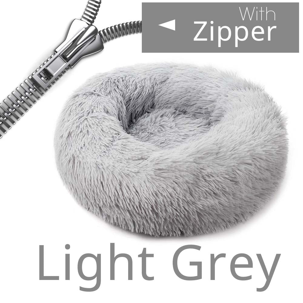 Round Dog Bed House Dog Mat Long Plush Cats Nest Dog Basket Pet Cushion Soft Warm Sleeping Pets Supplies Winter